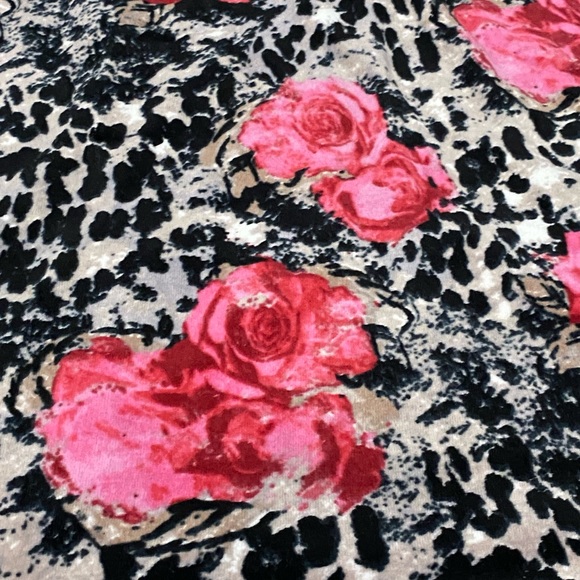 Petite Medium Ladies Warmup Velour Jacket Pink Roses Zipper Pockets Activology - Picture 6 of 10